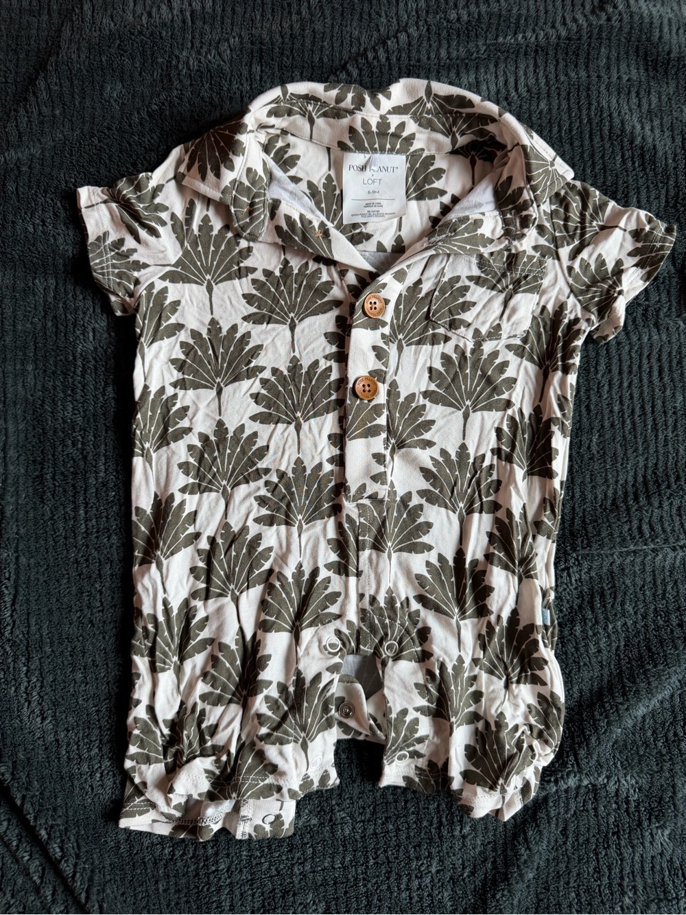 Posh Peanut X LOFT Palm Short Sleeve Collared Henley Romper